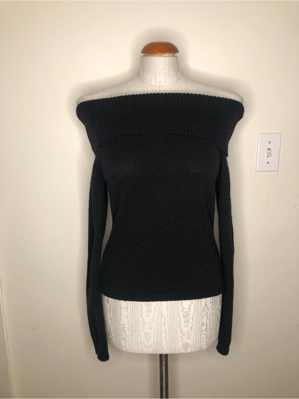 Off-Shoulder Black Women’s Sweater